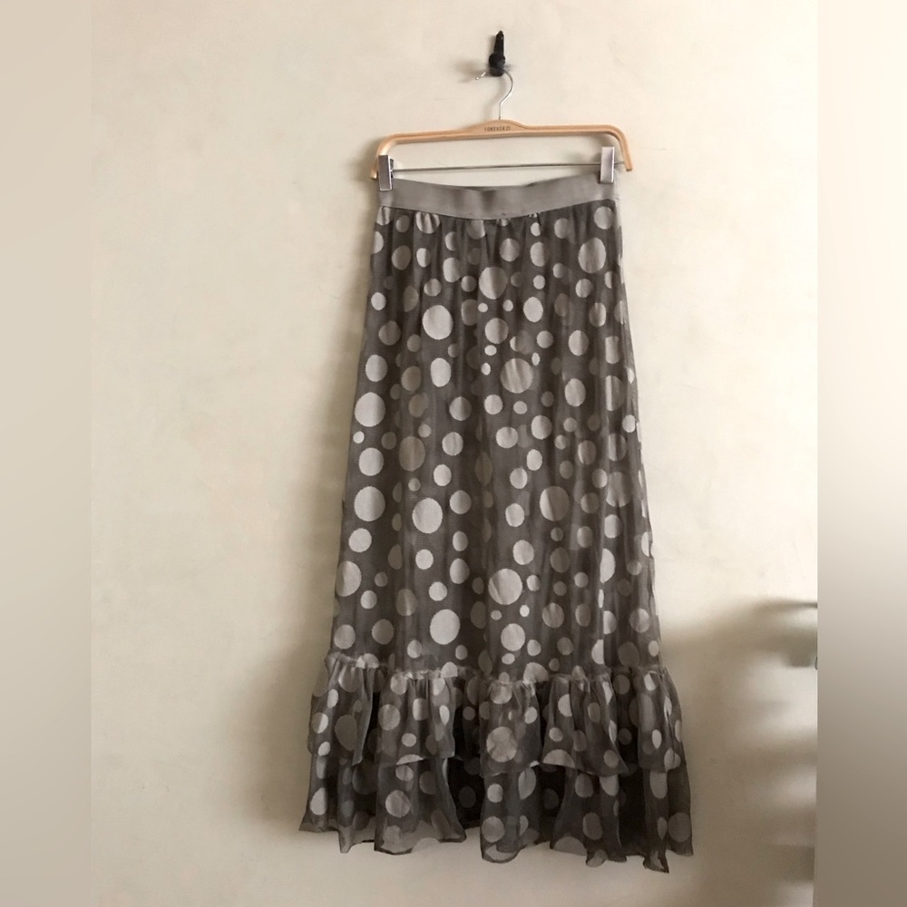 Fun Gray Polka Dot Mesh Skirt